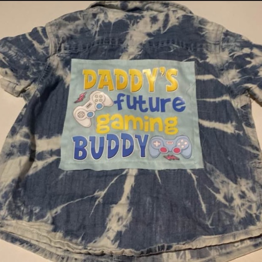 Hand designed Blue Tie-Dye Kids Gaming Shirt